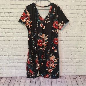 Floral Knotted Mini Dress - XL